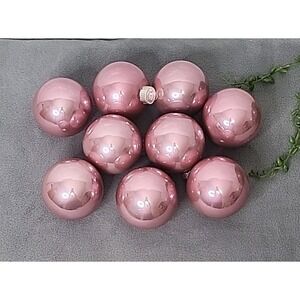 Pink Glass Round Ball Christmas Ornaments 3" Martha Stewart Valentines Day 9 Pc‎